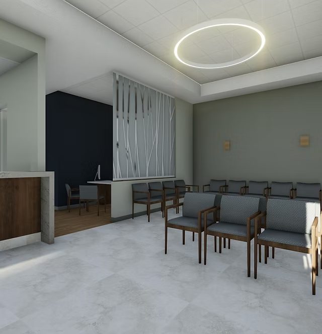 Patient waiting area at the Hamilton Eye clinic